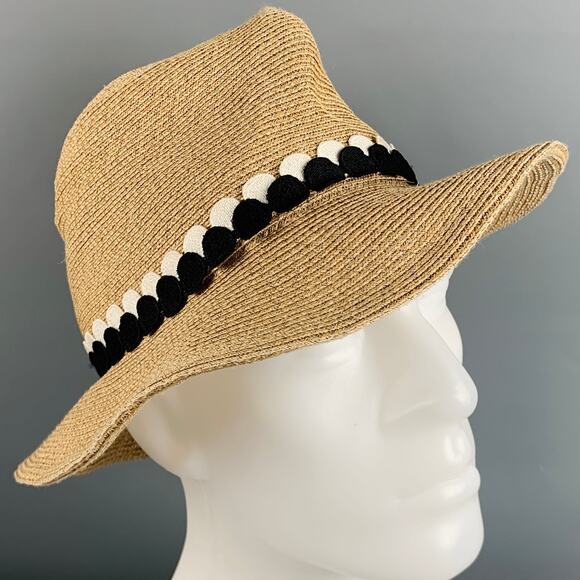 EUGENIA KIM Beige Natural Woven Toyo Paper Cotton Hat - Picture 1 of 6